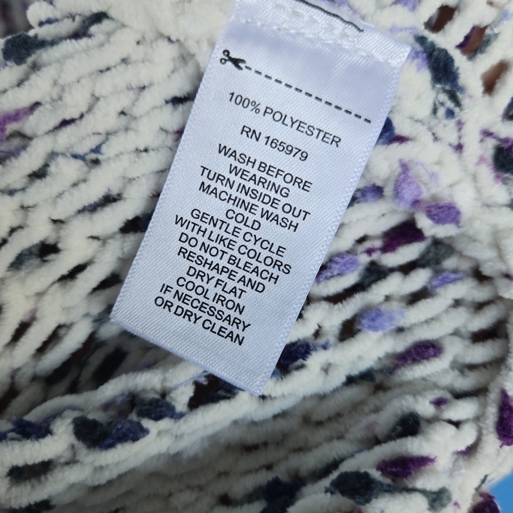 Women’s Cable & Gauge white and purple chunky knit pullover sweater size 3X - Picture 7 of 8